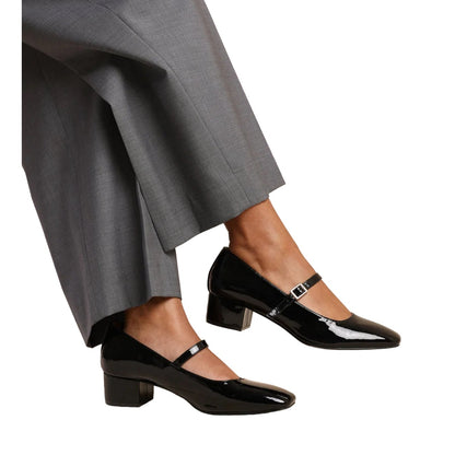 Black - Side - Where´s That From Womens-Ladies Oslo Square Toe Wide Low Block Heel Pumps