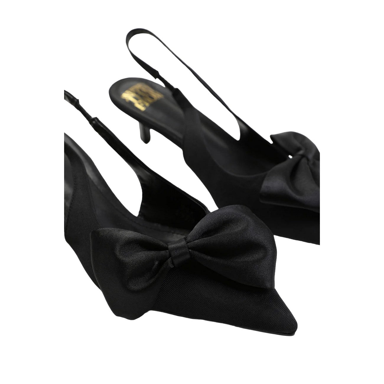 Black - Back - Where´s That From Womens-Ladies Santorini Pointed Satin Bow Detail Kitten Heel Sandals
