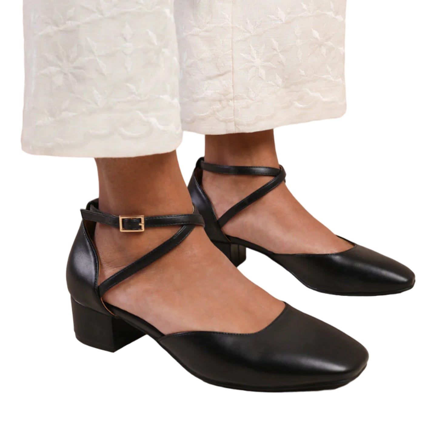 Black - Front - Where´s That From Womens-Ladies Peru PU Crossover Strap Wide Low Block Heel Sandals