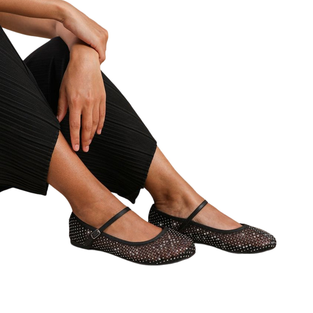 Black - Front - Where´s That From Womens-Ladies Tennessee Diamante Adjustable Strap Pumps