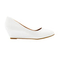 White - Front - Where´s That From Womens-Ladies Kieran PU Wide Platform Low Wedge Court Shoes