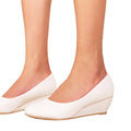 White - Back - Where´s That From Womens-Ladies Kieran PU Wide Platform Low Wedge Court Shoes