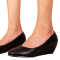 Black - Lifestyle - Where´s That From Womens-Ladies Kieran PU Wide Platform Low Wedge Court Shoes