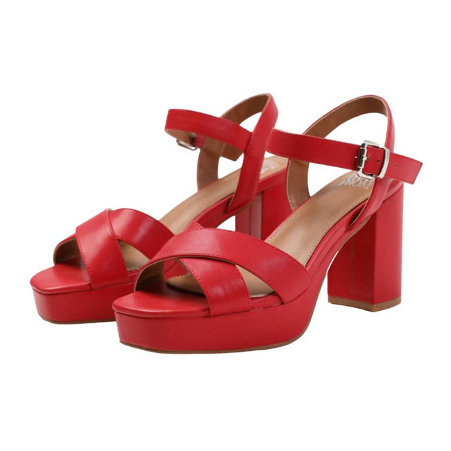 Red - Front - Where´s That From Womens-Ladies Marcia PU Strappy Platform Block High Heels