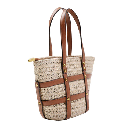 Tan - Back - Where´s That From Cielo Studded Raffia Bag