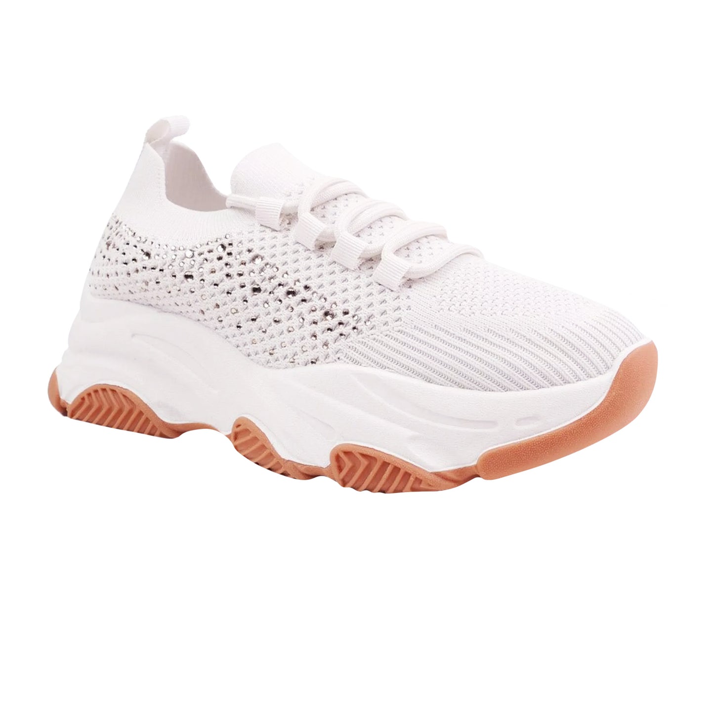 Beige - Back - Where´s That From Womens-Ladies Whisper Diamante Knitted Trainers