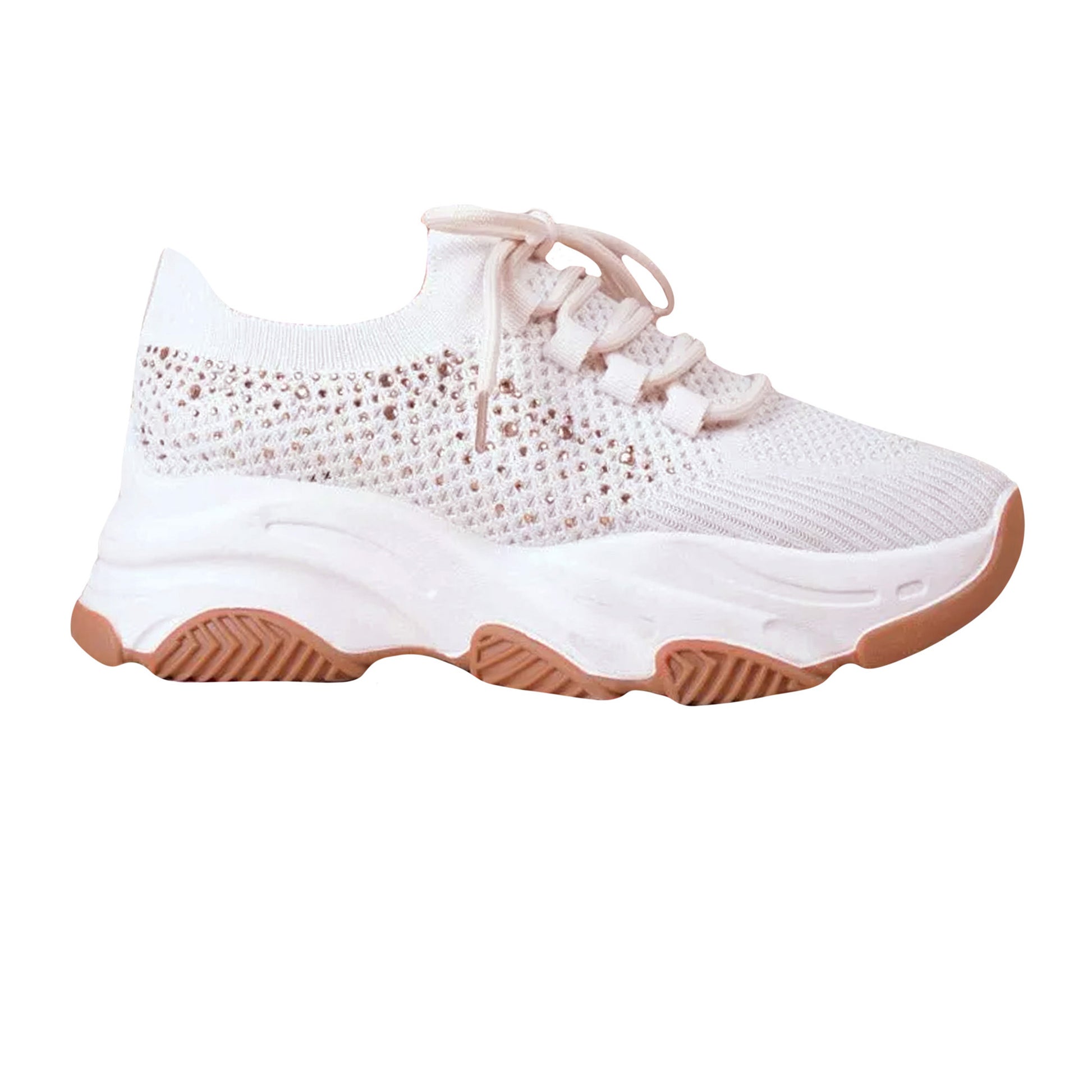 Beige - Front - Where´s That From Womens-Ladies Whisper Diamante Knitted Trainers