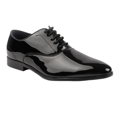 Black - Front - Where´s That From Mens Jackson Shiny Patent Leather Lace Up Formal Oxford Shoes