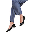Black - Back - Where´s That From Womens-Ladies Square Toe Wide Low Block Heel Court Shoes