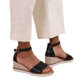Black - Back - Where´s That From Womens-Ladies Dusk Buckle PU Ankle Strap Wedge