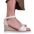 Cream - Back - Where´s That From Womens-Ladies Dusk Buckle PU Ankle Strap Wedge