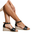 Black - Lifestyle - Where´s That From Womens-Ladies Dusk Buckle PU Ankle Strap Wedge