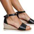 Black - Pack Shot - Where´s That From Womens-Ladies Dusk Buckle PU Ankle Strap Wedge