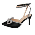 Black - Front - Where´s That From Womens-Ladies Fanen Bow Diamante Stiletto Heel High Heels