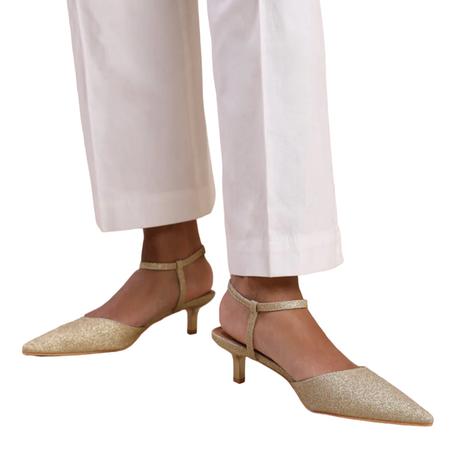 Gold - Side - Where´s That From Womens-Ladies Malta Faux Leather Adjustable Strap Wide Kitten Heel Sandals