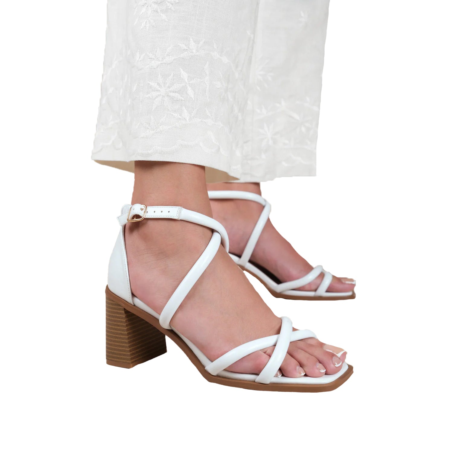 White - Back - Where´s That From Womens-Ladies Illinois Multi Crossover Strap Wide Sandals