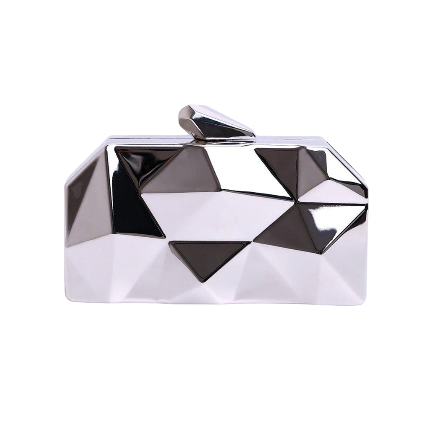Silver - Front - Where´s That From Melanie Geometric Pattern Clutch Bag