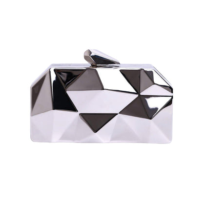 Silver - Front - Where´s That From Melanie Geometric Pattern Clutch Bag