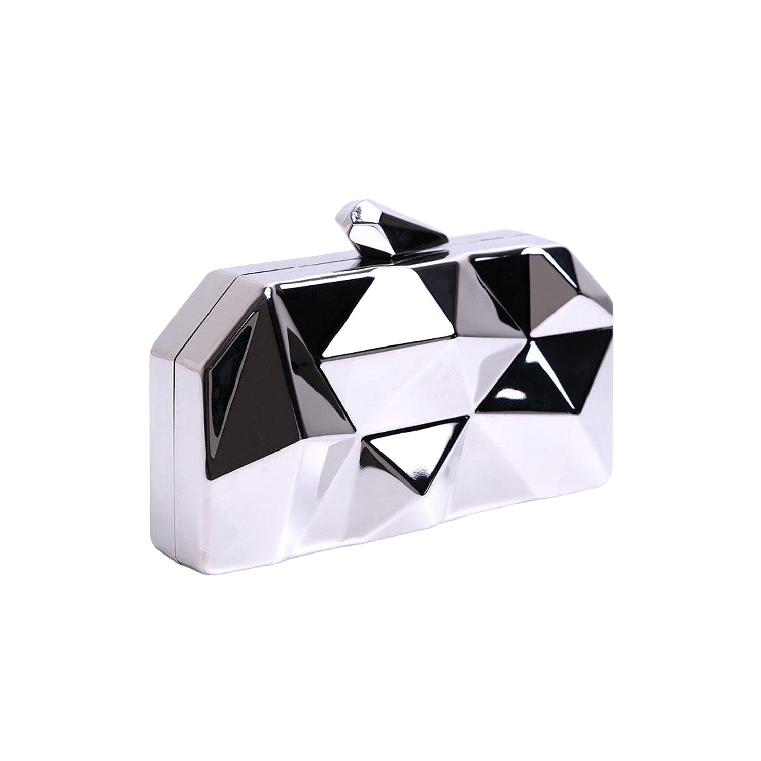 Silver - Back - Where´s That From Melanie Geometric Pattern Clutch Bag