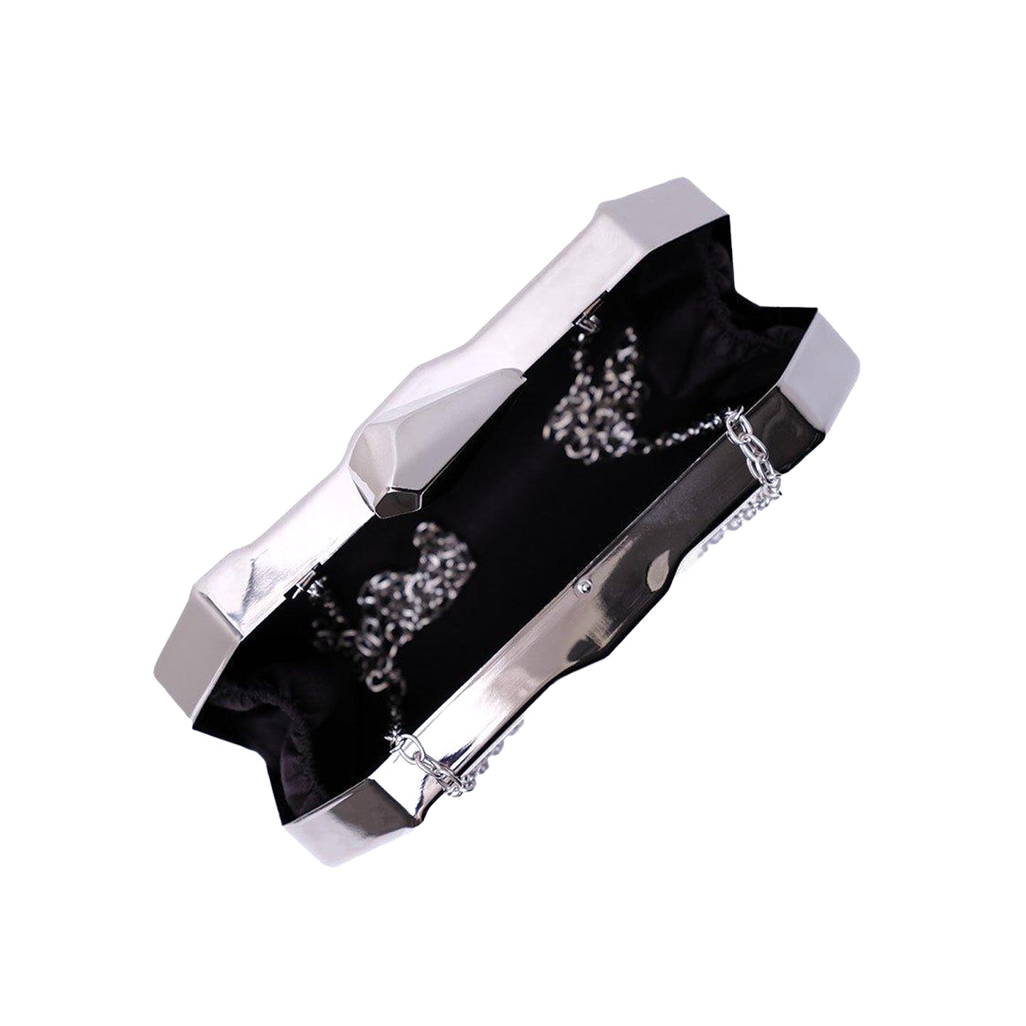 Silver - Side - Where´s That From Melanie Geometric Pattern Clutch Bag