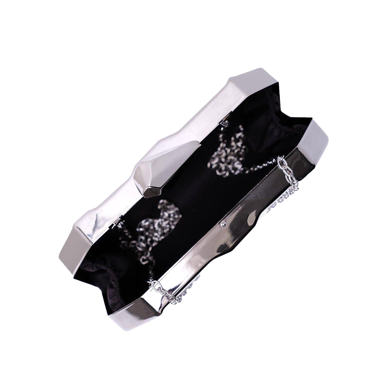 Silver - Side - Where´s That From Melanie Geometric Pattern Clutch Bag