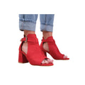 Red - Front - Where´s That From Womens-Ladies Lisa Suede Open Toe Block Heel High Heels
