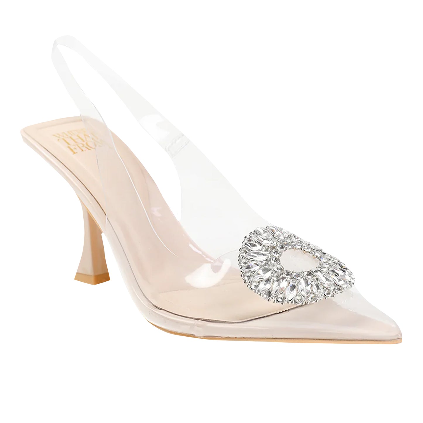 Nude - Front - Where´s That From Womens-Ladies Opal Embellished Perspex Low Heel Sandals