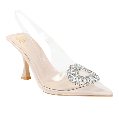 Nude - Front - Where´s That From Womens-Ladies Opal Embellished Perspex Low Heel Sandals