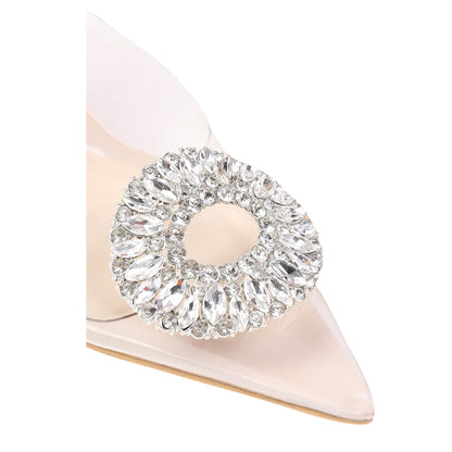 Nude - Back - Where´s That From Womens-Ladies Opal Embellished Perspex Low Heel Sandals