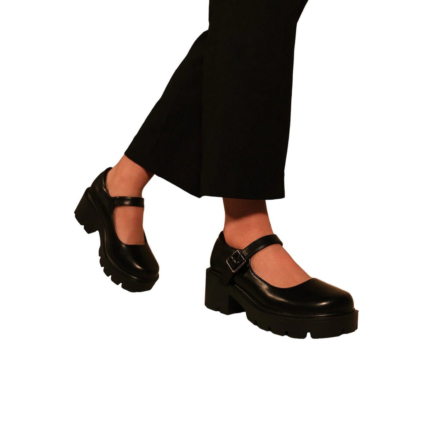 Black - Back - Where´s That From Womens-Ladies Rylee Retro PU Platform Block Shoes