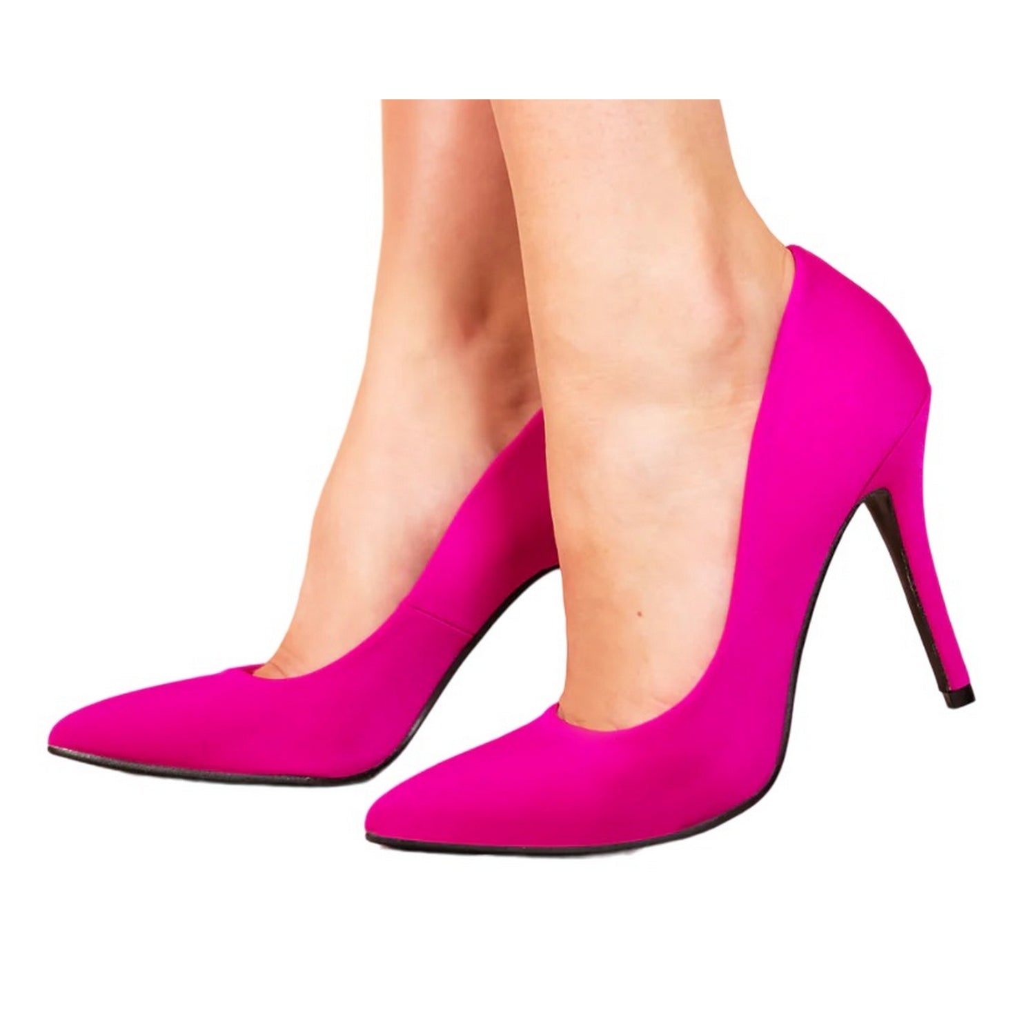 Fuchsia - Front - Where´s That From Womens-Ladies Leah Lycra Pointed High Heel Court Pumps