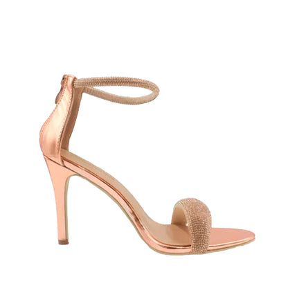 Rose Gold - Front - Where´s That From Womens-Ladies Sabra Faux Leather Wide High Heel Sandals