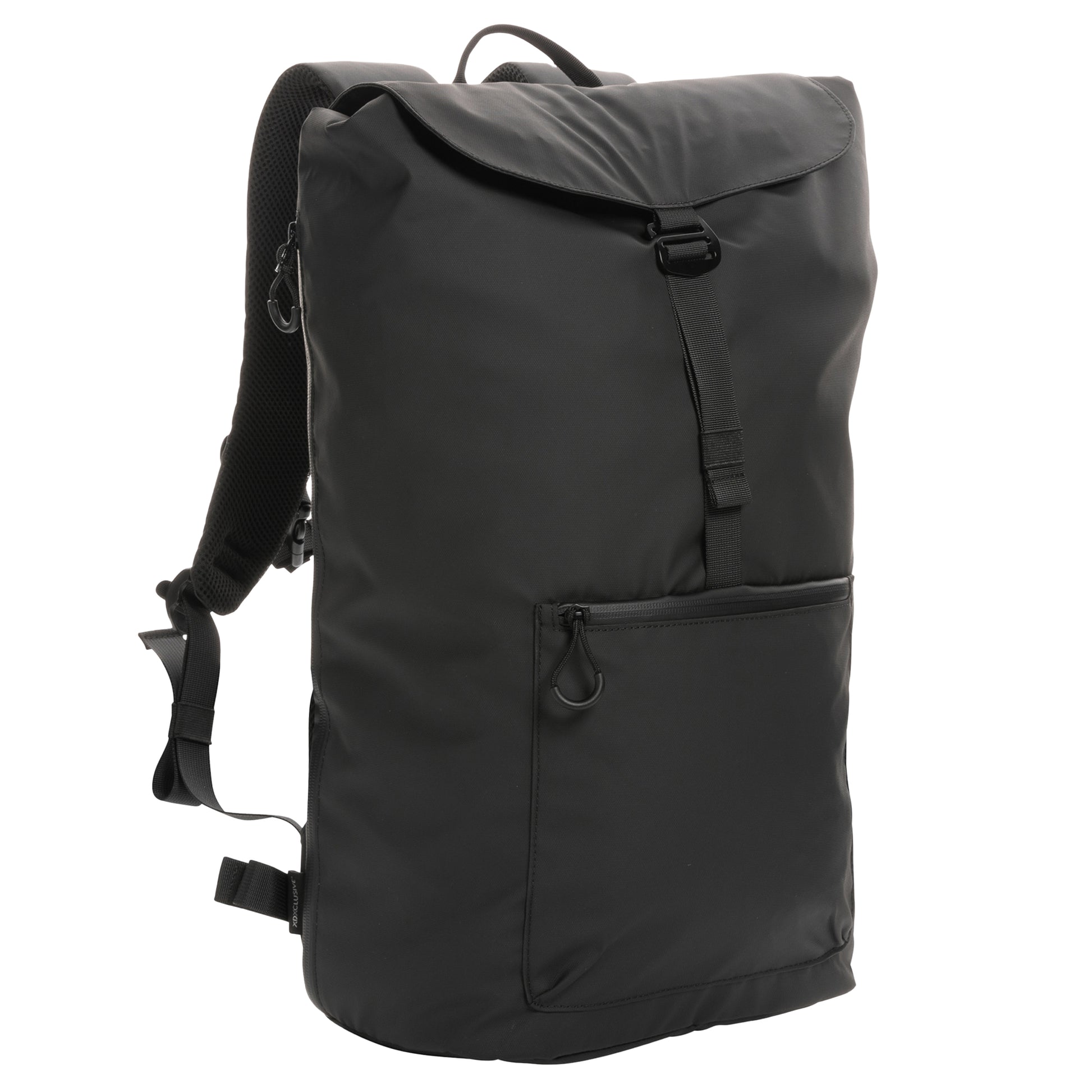 Black - Side - XD Collection Impact Aware Flap Top RPET Water Resistant Laptop Backpack