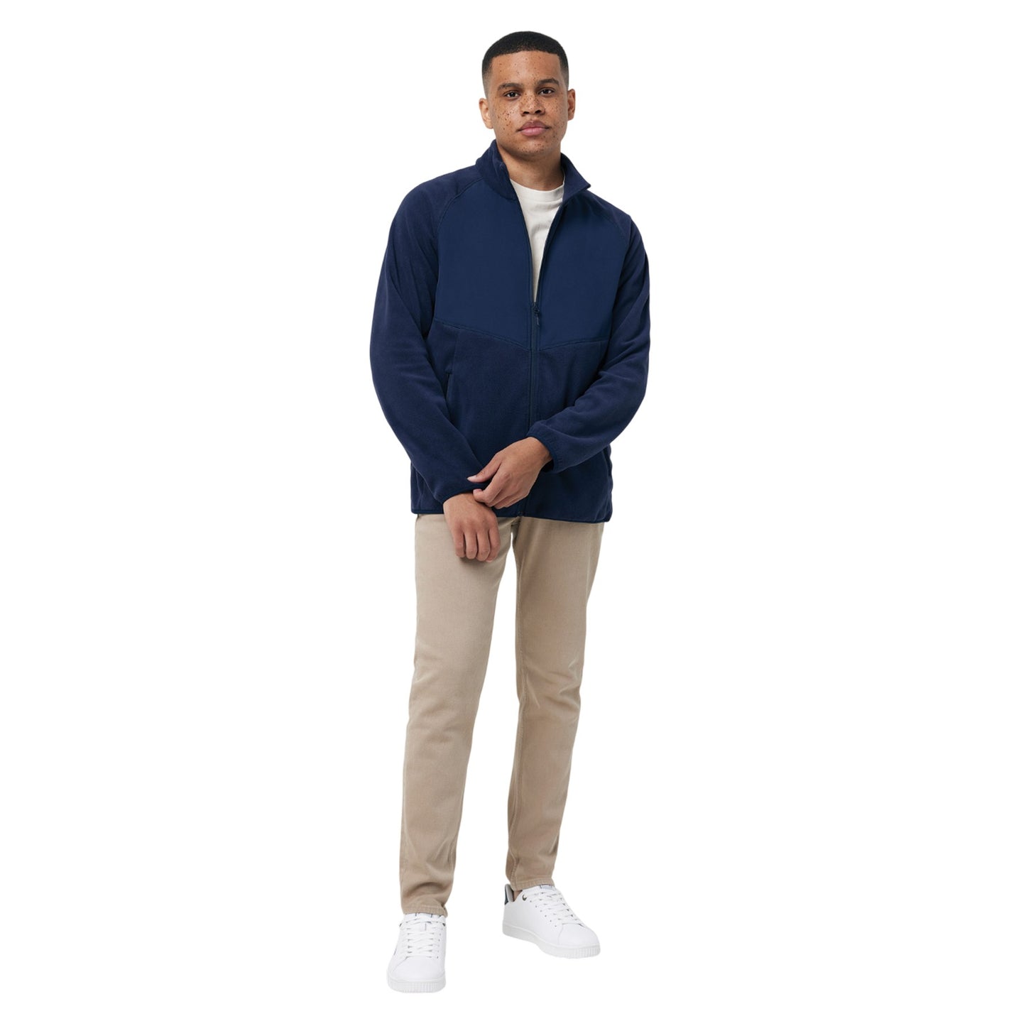 Navy - Side - Iqoniq Unisex Adult Talung Microfleece Full Zip Jacket