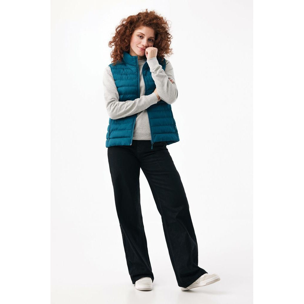 Dark Teal - Close up - Iqoniq Womens-Ladies Meru Recycled Polyester Body Warmer