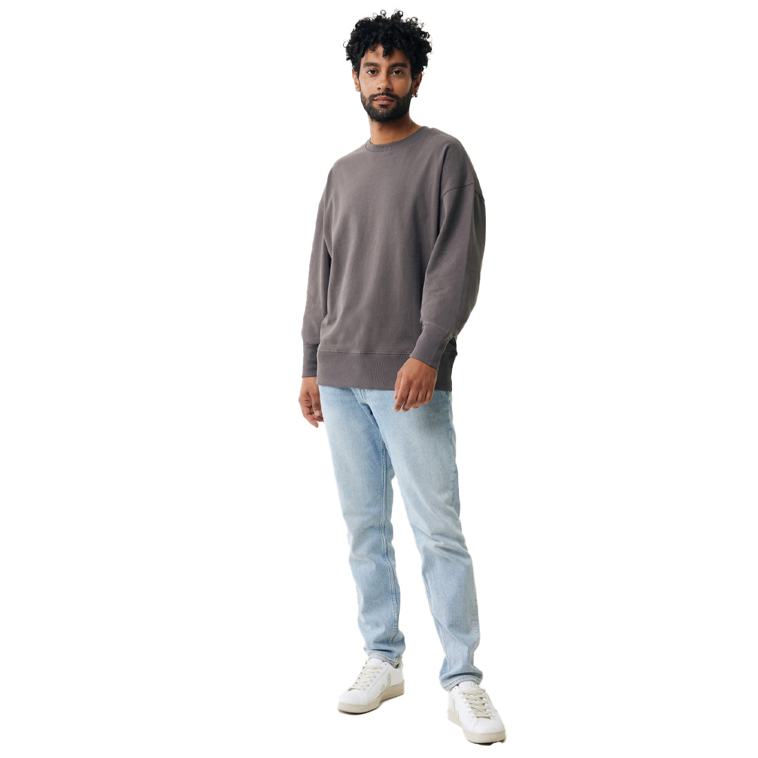 Anthracite - Side - Iqoniq Unisex Adult Kruger Recycled Cotton Crew Neck Relaxed Fit Sweatshirt