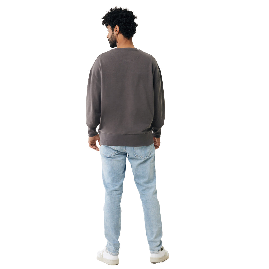 Anthracite - Lifestyle - Iqoniq Unisex Adult Kruger Recycled Cotton Crew Neck Relaxed Fit Sweatshirt