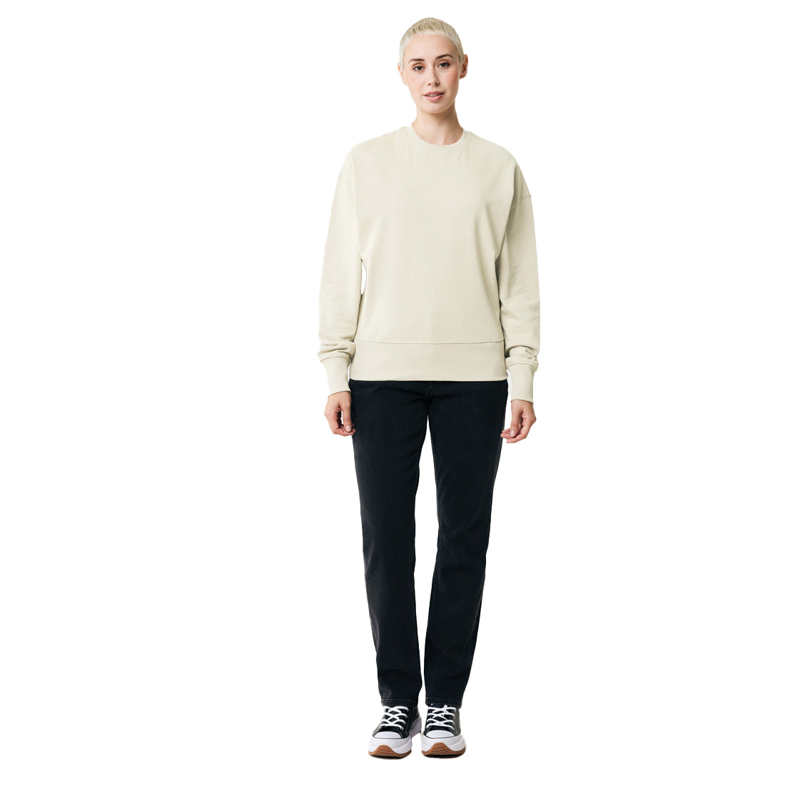 Natural Raw - Side - Iqoniq Unisex Adult Kruger Recycled Cotton Crew Neck Relaxed Fit Sweatshirt