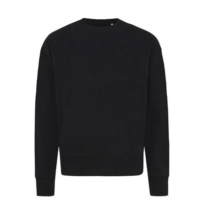 Black - Front - Iqoniq Unisex Adult Kruger Recycled Cotton Crew Neck Relaxed Fit Sweatshirt