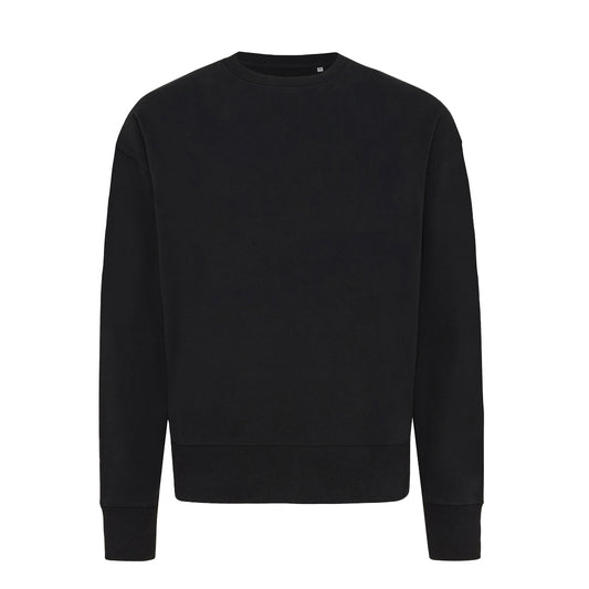 Black - Front - Iqoniq Unisex Adult Kruger Recycled Cotton Crew Neck Relaxed Fit Sweatshirt