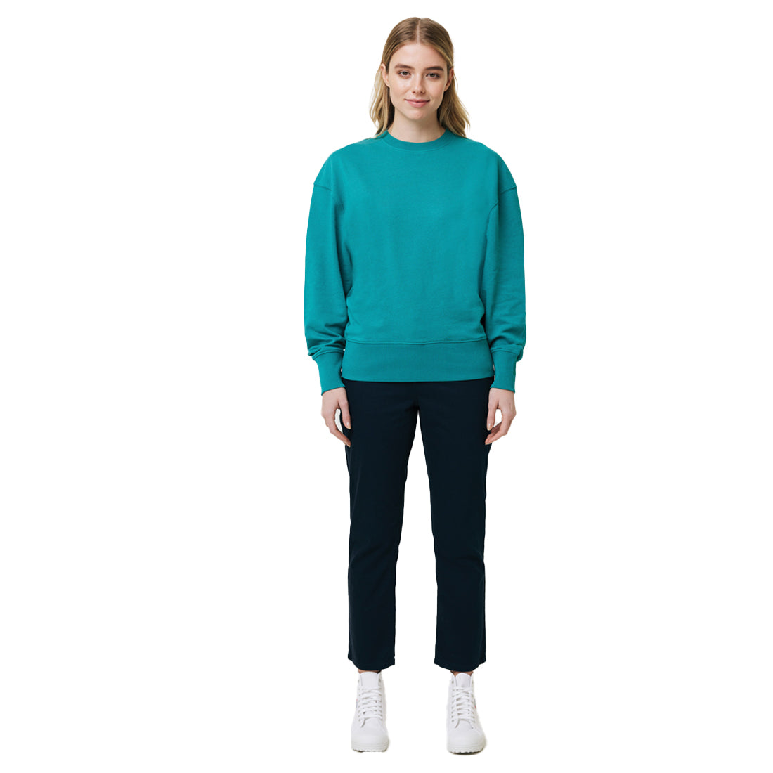 Verdigris - Side - Iqoniq Unisex Adult Kruger Recycled Cotton Crew Neck Relaxed Fit Sweatshirt