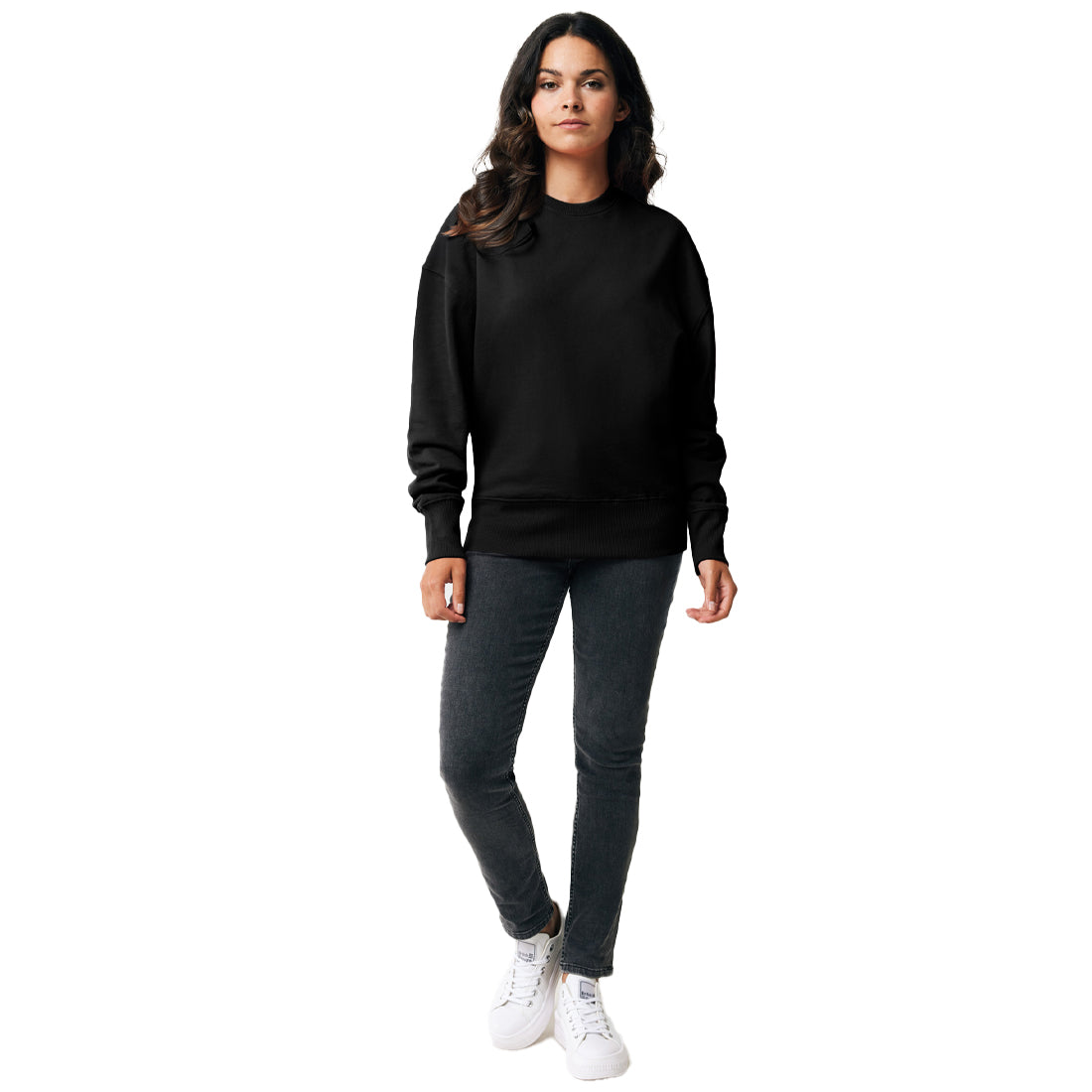 Black - Side - Iqoniq Unisex Adult Kruger Recycled Cotton Crew Neck Relaxed Fit Sweatshirt
