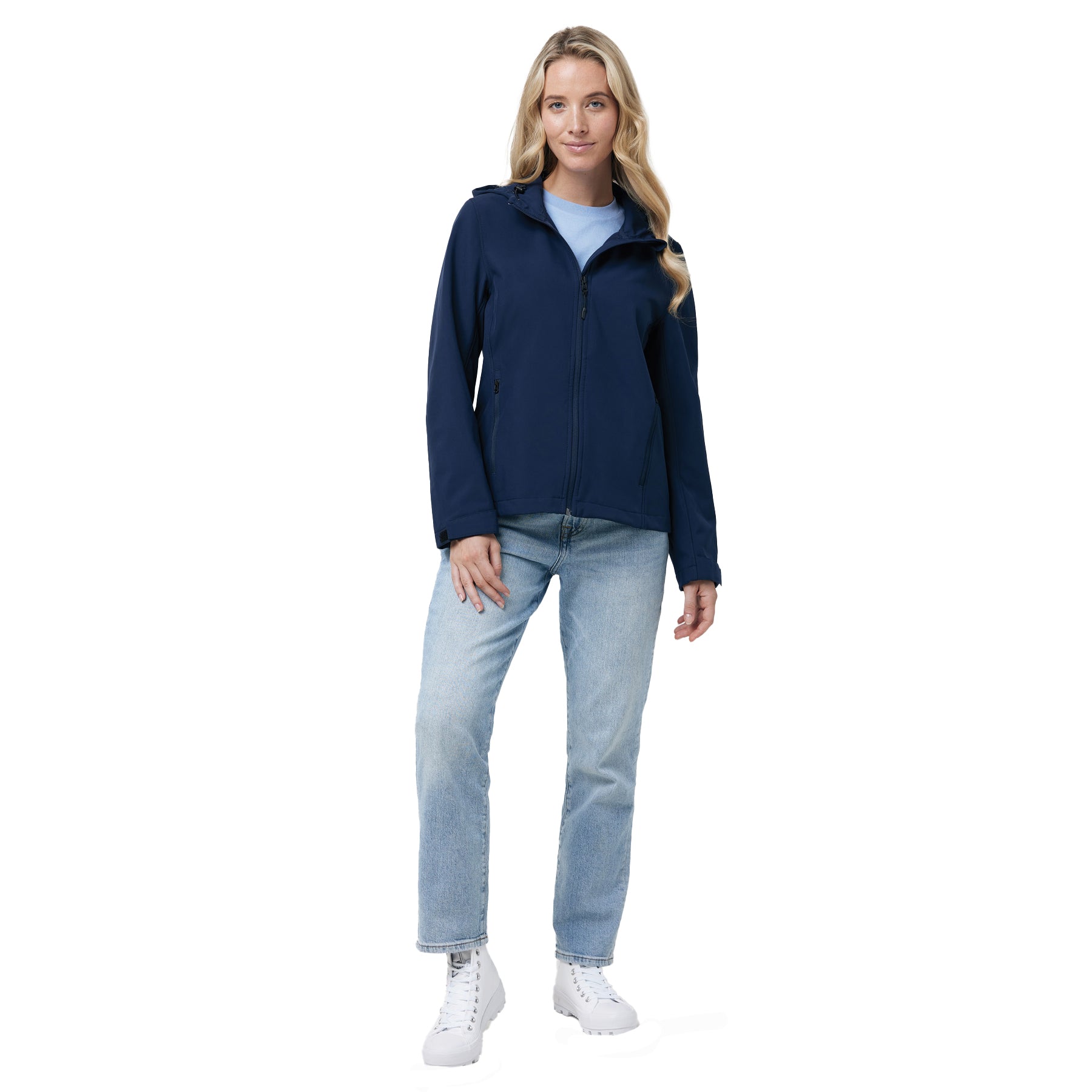 Navy - Side - Iqoniq Womens-Ladies Makalu Recycled Polyester Soft Shell Jacket