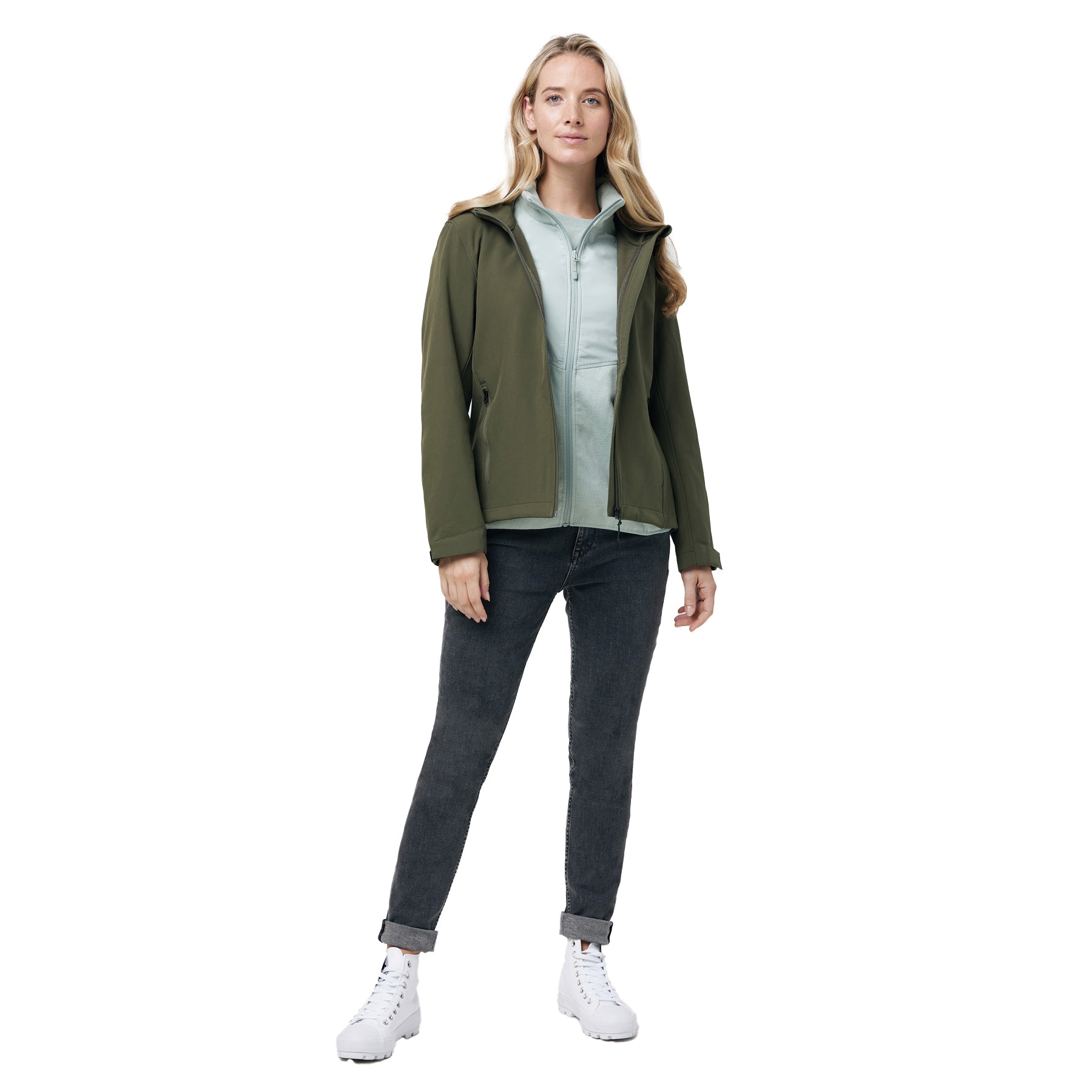 Khaki Green - Side - Iqoniq Womens-Ladies Makalu Recycled Polyester Soft Shell Jacket