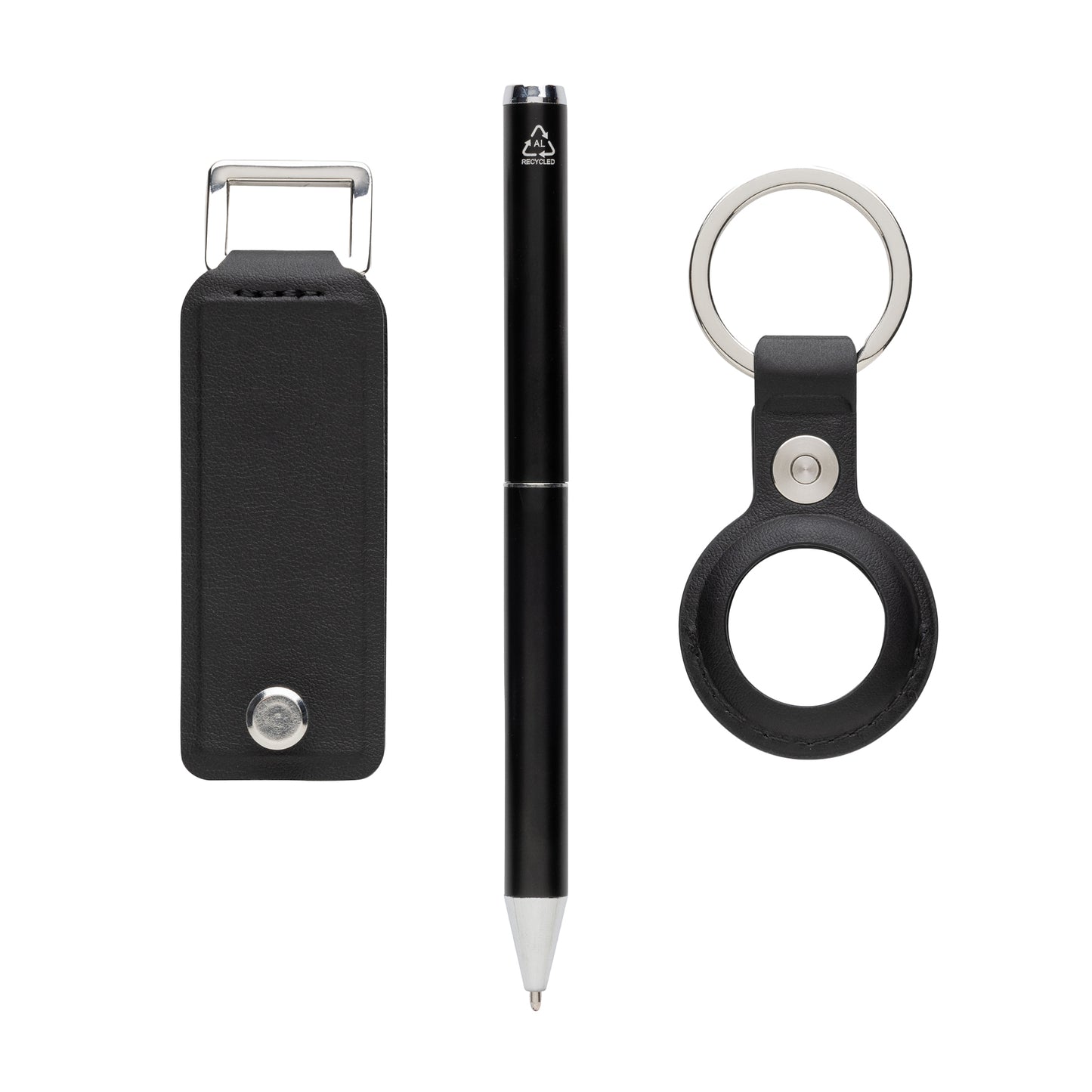 Black - Back - Swiss Peak Tula Recycled PU Pen Gift Box Set (Pack of 3)