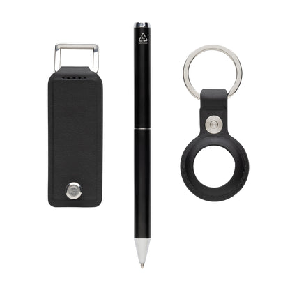 Black - Back - Swiss Peak Tula Recycled PU Pen Gift Box Set (Pack of 3)