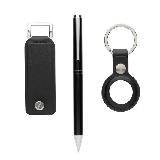 Black - Front - Swiss Peak Tula Recycled PU Pen Gift Box Set (Pack of 3)