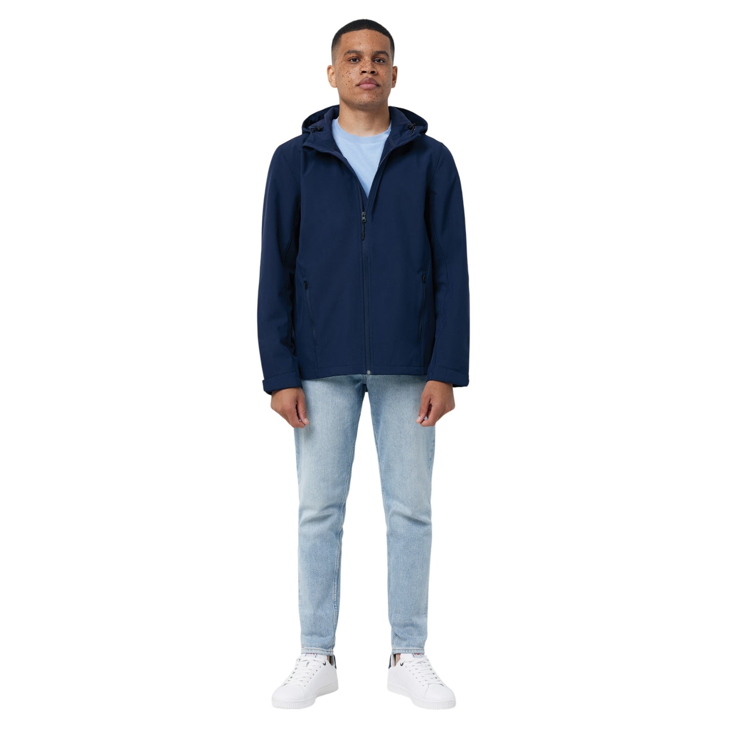 Navy - Side - Iqoniq Mens Makalu Recycled Polyester Soft Shell Jacket