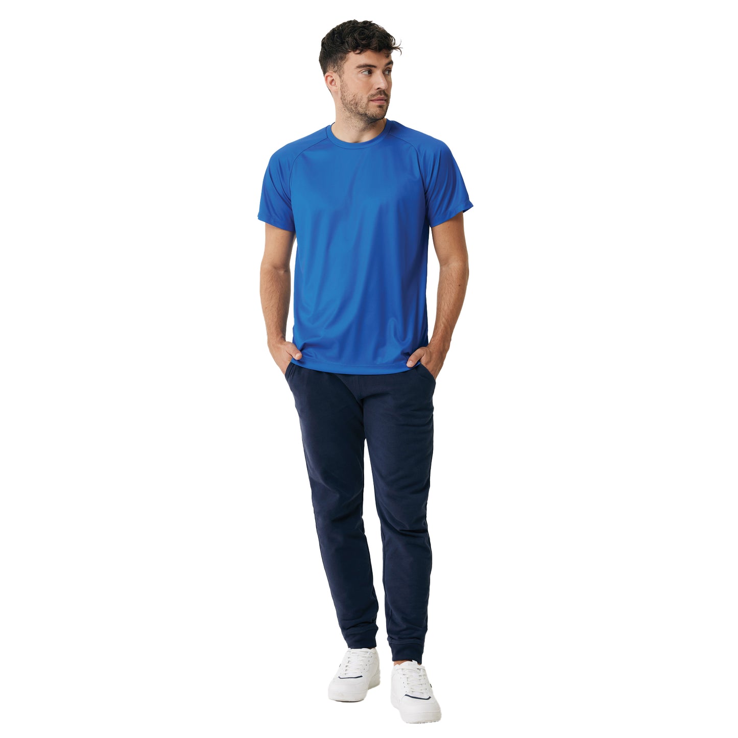 Navy - Side - Iqoniq Unisex Adult Cooper Recycled Cotton Jogging Bottoms