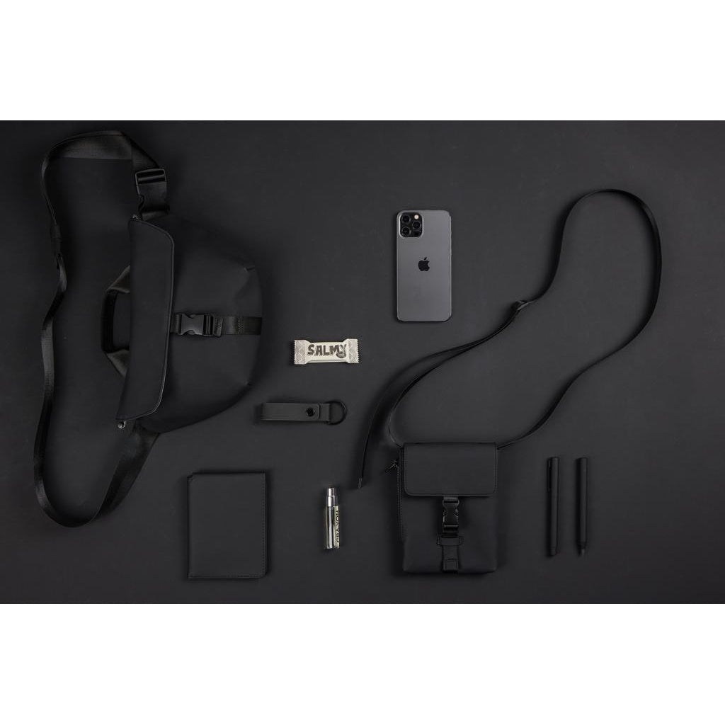 Black - Pack Shot - Vinga Baltimore Recycled Sling Backpack